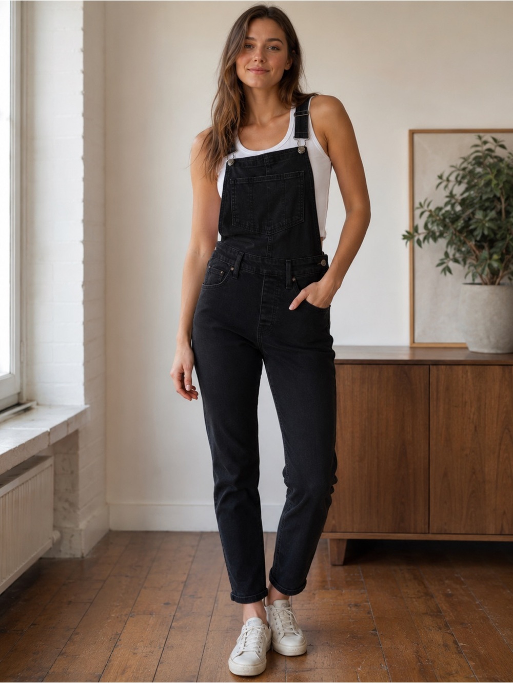Levi's Black Cotton Blend Denim Overalls Jean Dungarees 27